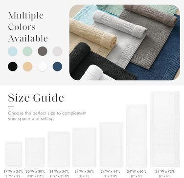 Килимок для ванної кімнати Madison Park Signature Splendor, 100% бавовна, високий ворс, 3000 г/м², готельна якість, білий, 53 x 86 см