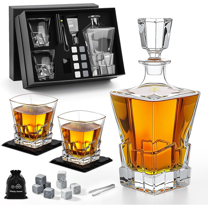 Набір віскі: декантик 800 мл, 2 келихи, 8 каменів. Подарунковий набір віскі для чоловіків
