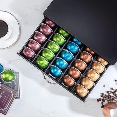 Організатор для капсул Nespresso Vertuo: металевий стійка на 50 капсул, чорний колір