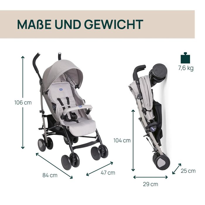 Дитяча коляска Chicco Echo, зелена, для дітей до 22 кг, регульована спинка, великий сидіння, бампер, знімний дощовик, гальма та поворотні колеса