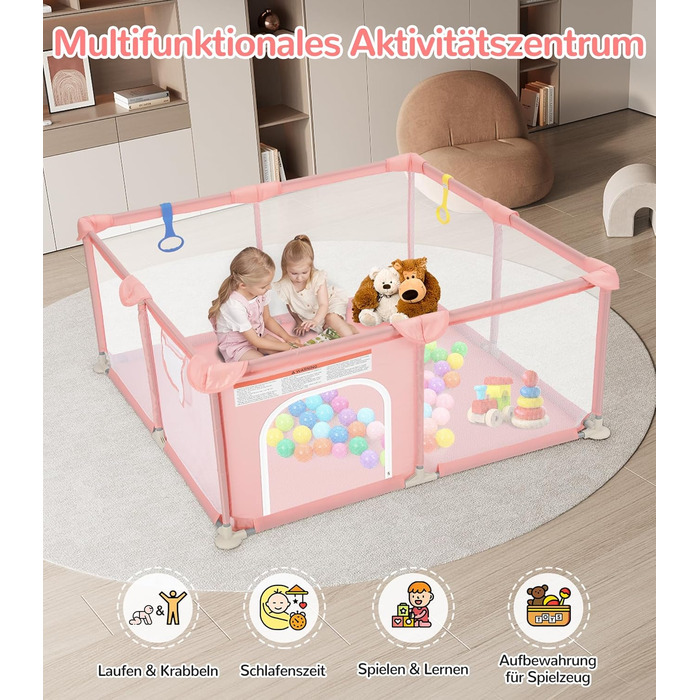 Дитячий манеж Dripex 124x124 см з дихаючою сіткою, сірий. Манеж для ігор, безпечний, з тканини Oxford 210D