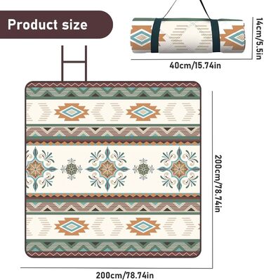 Ковдра для домашнього пікніка, 200 x 200 см, водонепроникна, пляжний килимок, без піску, портативна, пляжний килимок XXL, для пляжу, барбекю, пікніка, піших прогулянок, подорожей