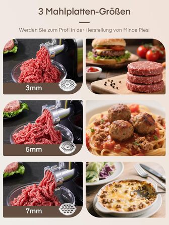 Електрична м'ясоподрібнювач Fleischwolf 3 в 1 з набором для ковбаси та 3-ма лезами з нержавіючої сталі
