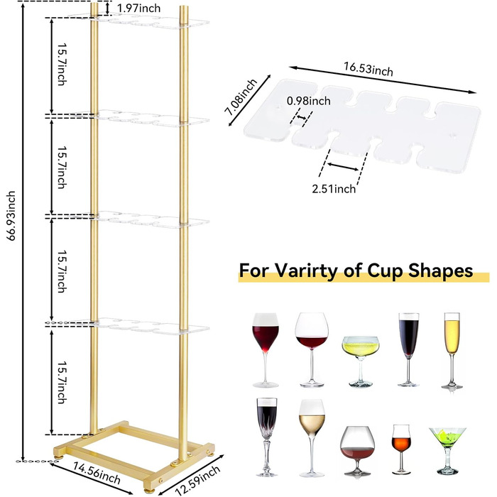 Підставка для шампанського Julymoda на 4 яруси: 32 келихи, прозорий акрил, для вечірок та свят