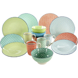 Набір посуду на 4 персони, 12 предметів, різнокольоровий Mediterran Creatable