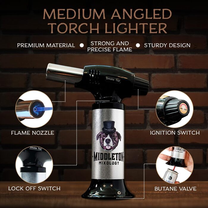 Набір для копчення коктейлів SmokeTop з дерев'яними стружками (вишня, гікорі, клен, дуб) + ліхтарик – для коктейлів, віскі, бурбону