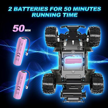 Радіокерований позашляховик 20 км/год, масштаб 1:20, металевий корпус, фари, 2 акумулятори (50 хв), 2.4Ghz, RC автомобіль - іграшка в подарунок