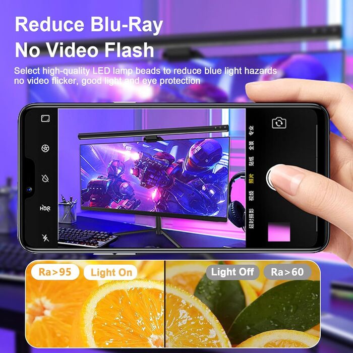 LED-лампа для монітора з сенсорним керуванням, USB-світлодіодна стрічка з захистом від синього світла, сучасна підсвітка монітора з адаптером живлення, світлодіодна лампа для комп'ютера, офісу та дому