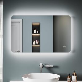 Дзеркало для ванної кімнати SONNI з підсвічуванням 80x60 см, антизапарник, LED, сенсорний вимикач, колір світла: холодний/нейтральний/теплий (80L x 50B см)