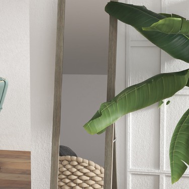 Дзеркало для всього тіла, 37 x 157 см, для підвішування або встановлення на підлогу, прямокутне дзеркало для вітальні, спальні, сірого кольору