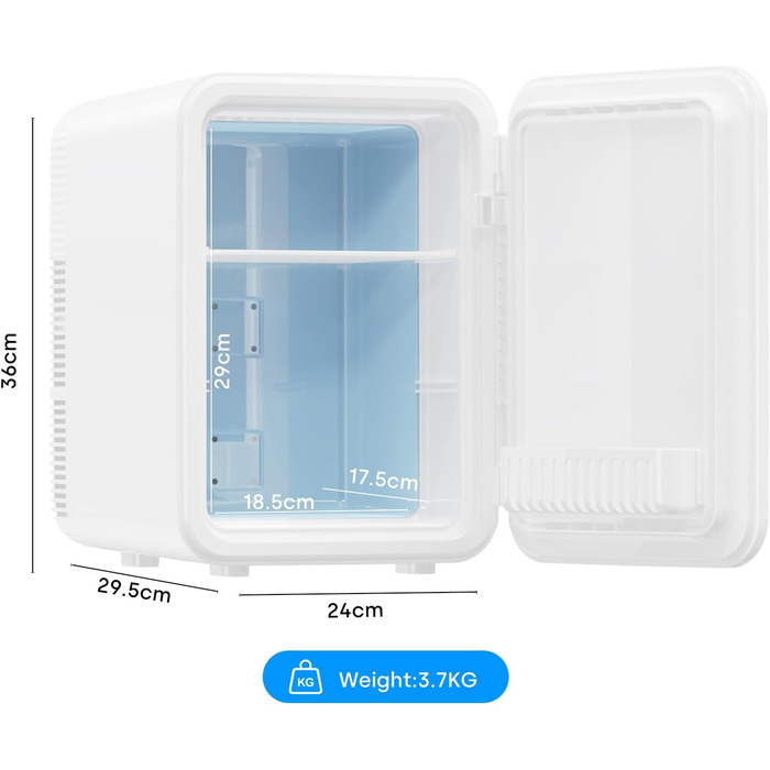 Mini холодильник Enventor 10L: тихий, з подвійним охолодженням, 12V/220V, для авто, кімнати, офісу (білий)