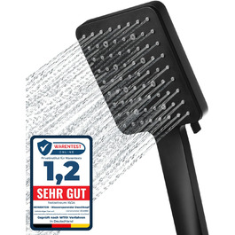 Насадка для душу Newentor: велика дощова лійка, ручна насадка, економна, високий тиск, 6 режимів, чорний колір