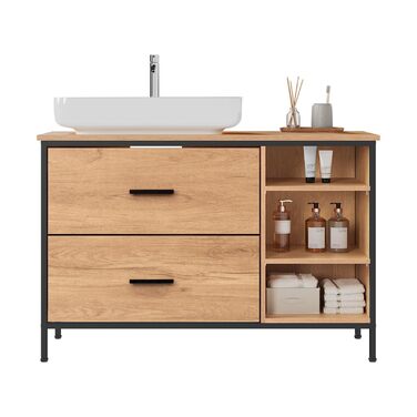 Підставка під раковину EUGAD з 2 висувними ящиками та 3 відкритими полицями, 90x60x30 см