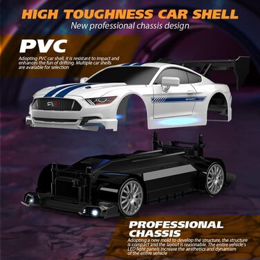 RC Автомобіль Drift Car 1:24 4WD 2.4GHz, 20 км/год, з LED підсвіткою та двома акумуляторами, для дітей (білий)