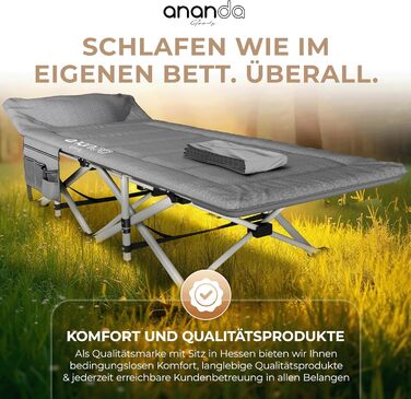 Розкладне похідне ліжко Feldbett з матрацом та простидлом з бавовни, кемпінгове ліжко для дорослих 190x70 см, витримує до 200 кг