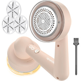 Електричний видалення ворсу для одягу та дому: портативний фетровий щітка-фетроріз з 3 змінні леза та щіткою для чищення. Підходить для одягу, ковдр, подушок, меблів та килимів. Колір: бежевий