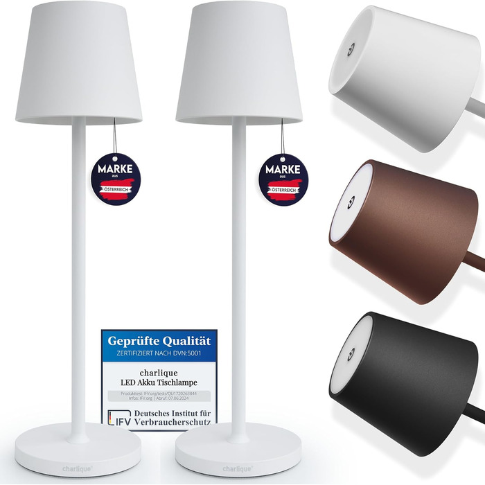 LED-лампа настільна бездротова (2 шт) - світло для вечері біле 38 см - преміум акумуляторна лампа з USB, тепле світло, для дому та вулиці. Білий колір, 2 шт (вигідний пакет)