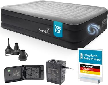 Надувна повітряна матрац Skandika Sveja Flex для 2 осіб з самонадувною системою та USB-помпою, 204 x 151 x 43 см, до 300 кг, з сумкою для перенесення