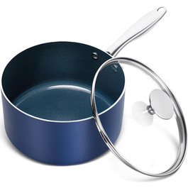 Набір каструль Michelangelo з керамічним покриттям, 2.8 л (1.5 л + 2 л + 3 л), з кришкою, з нержавіючої сталі, блакитний