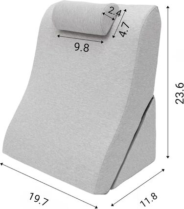 Подушка для спини Lesekissen з регульованою підголівником, з піною з пам'яті, знімний чохол, дихаюча та неслизька, ручка – трикутна для спини, шиї та ніг, 60 x 50 x 30 см
