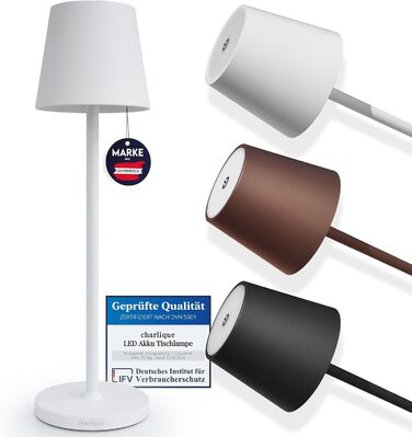 LED настільна лампа бездротова (2 шт) - світло для вечері біле 38 см - преміум акумуляторна лампа з USB, тепле світло, для дому та вулиці, білий колір