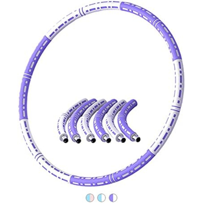 Обруч для тренажерного залу Фітнес-обруч 90 см Регульована вага 1-8 кг Піна з нержавіючої сталі фіолетово-білий