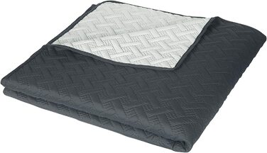 Покривало WOLTU, покривало для ліжка 170x210 см, ковдра з двостороннім малюнком, покривала з мікрофібри, стьобана ковдра, зшита ультразвуком, ковдра для вітальні, покривало для дивана ,покривало для ліжка (220x240 см, темно-сірий кремовий)