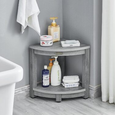 Крісло для душу Eck-Duschhocker, водонепроникне, з полівудком, для ванної кімнати, біле (сіре), регульовані ніжки, антиковзне покриття