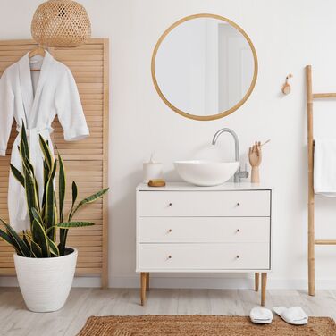 Кругле дзеркало Relaxdays на стіну з бамбуковим обрамленням