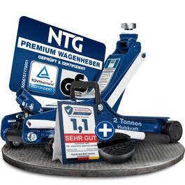 Гідравлічний домкрат NTG 2T для легкових авто та занижених транспортних засобів, сертифікований TÜV. Підйом 85-375 мм, вантажопідйомність 2000 кг (комплект 4 шт)