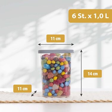 Набір контейнерів для зберігання продуктів [12 шт] Anthrazit, сірий - Складні, економія місця, 6x1000 мл