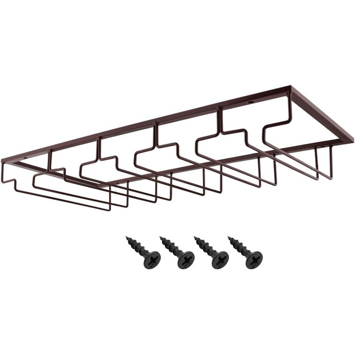 Підставка для келихів з дроту під шафу MOCOUM, 5 рядів, коричнева