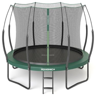 Батут SONGMICS для дітей та дорослих Ø305 см, зелений, з захисною сіткою та пружинами, вуличний