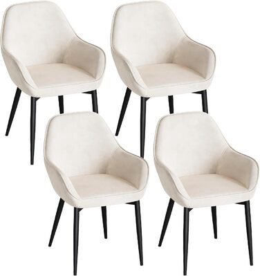 Крісло Eluchang для їдальні та кухні, з підлокітниками, оксамитове, на 4 шт., кремове