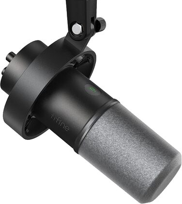 FIFINE K688 - Студійний мікрофон XLR/USB для запису, подкастів, вокалу та стрімінгу. Чорний мікрофон з навушником 3.5 мм, кнопкою мовлення та металевим корпусом