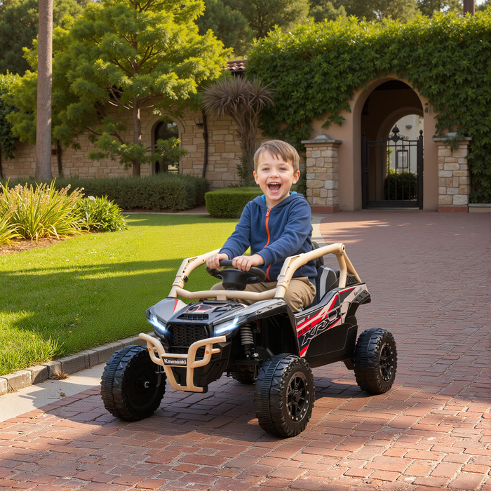 Дитячий електромобіль 12V, позашляховик, з дистанційним керуванням, світлодіодними фарами, музикою, гудком, для дітей 3-8 років, жовтого кольору