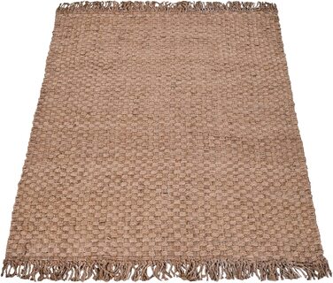 Домашній килим Paco з волокна ручної роботи, джутовий строкатий килим в сучасному стилі бохо, розмір80x150 см, Колір (120x170 см, натуральна тканина 3)