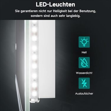 Дзеркало для ванної кімнати SONNI LED з підсвічуванням 80x60 см, прямокутне, біле