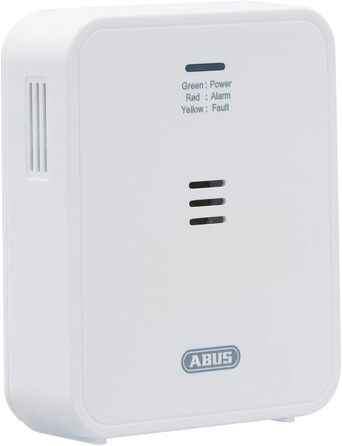 Детектор чадного газу ABUS COWM370 - датчик CO з 7-річним сенсором, гучний сигнал 85 дБ, кнопка тестування та 3 роки роботи від батареї - білий, 1 шт., без дисплея