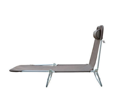 Outsunny Sun Lounger Садовий шезлонг Relax Lounger на 2 ноги Шезлонг коричневий складний для саду та патіо, стійкий до погодних умов та зручний