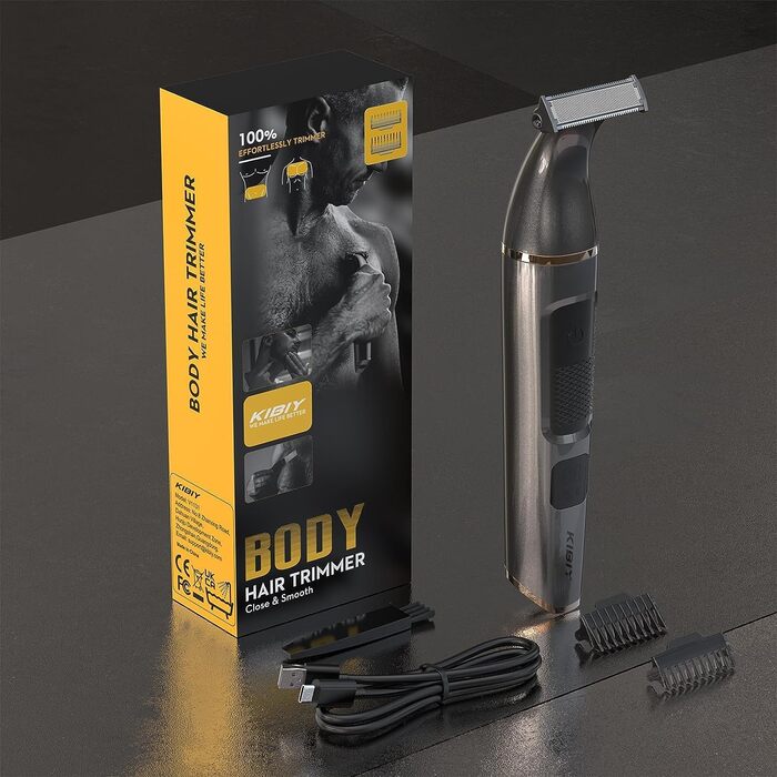 Бритва для тіла Men Electric, Kibiy Bodygroom, IPX7 водонепроникна, LED-дисплей, перезаряджається Type-C