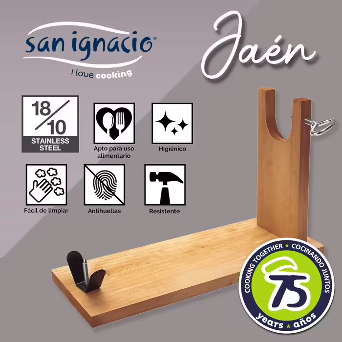 Тримач для шинок San Ignacio PK5944 з ножем, дерево та нержавіюча сталь, коричневий