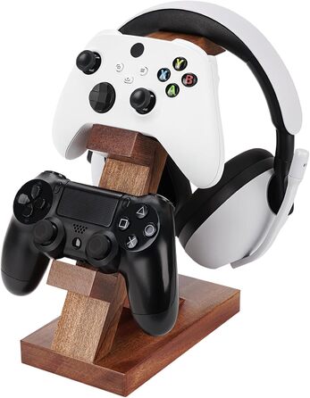 Підставка для геймпадів та навушників GEEKRIA з масиву дерева - універсальна для PS4/PS5/Xbox/Switch/8BitDo (колір: коричневий)
