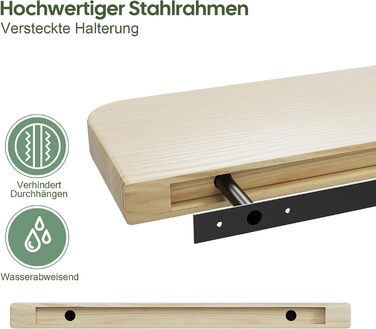 Плаваючі полиці Wandregal з дерева, набір 2 шт., коричневі - настінні полиці без кріплень для вітальні, спальні, кухні, для книг та декору