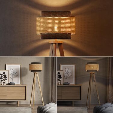 Стійка лампа Vicco Morten з ротангу, 45 см - торшер для читання, чорний