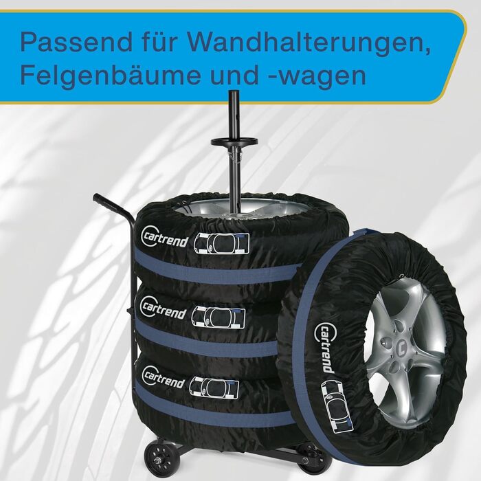 Набір для зберігання та транспортування коліс Cartrend, 4 шт., водовідштовхувальні, чорно-червоні