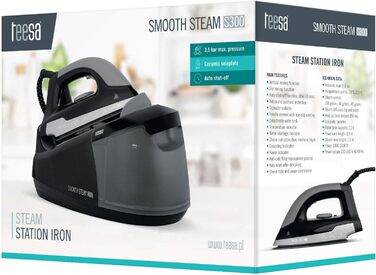 Парова прасувальна станція Teesa SMOOTH STEAM S300 TSA2030, 1.2 літра, чорно-сіра