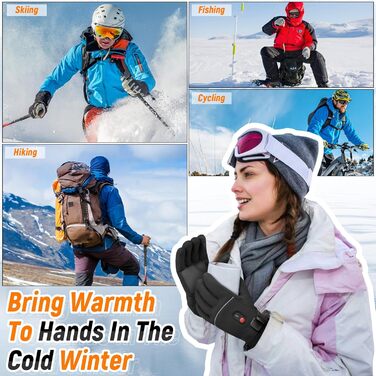 NEEOSI Обогревні рукавиці для чоловіків, 3-рівневий обігрів, акумулятор 7.4V 20000mAh, до 12 годин роботи, водонепроникні для альпінізму, походів, велоспорту, кемпінгу (L)