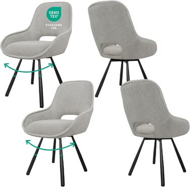 Набір обертових кухонних стільців 6 шт. з низькими підлокітниками, поворот 180°, автоматичне вирівнювання, для їдальні, кухні, комплект 6 шт. (Хакі, 4 шт.)