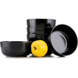 Консімо. Набір мисок з 6 штук - VICTO - Сервірувальна тарілка - Керамічна миска для супу - Набір мисок на 6 персон - 14,5 см - (чорний)